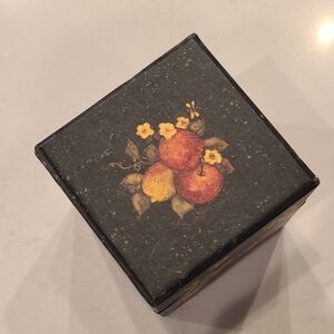 Decorative Black Storage Box with Floral Design